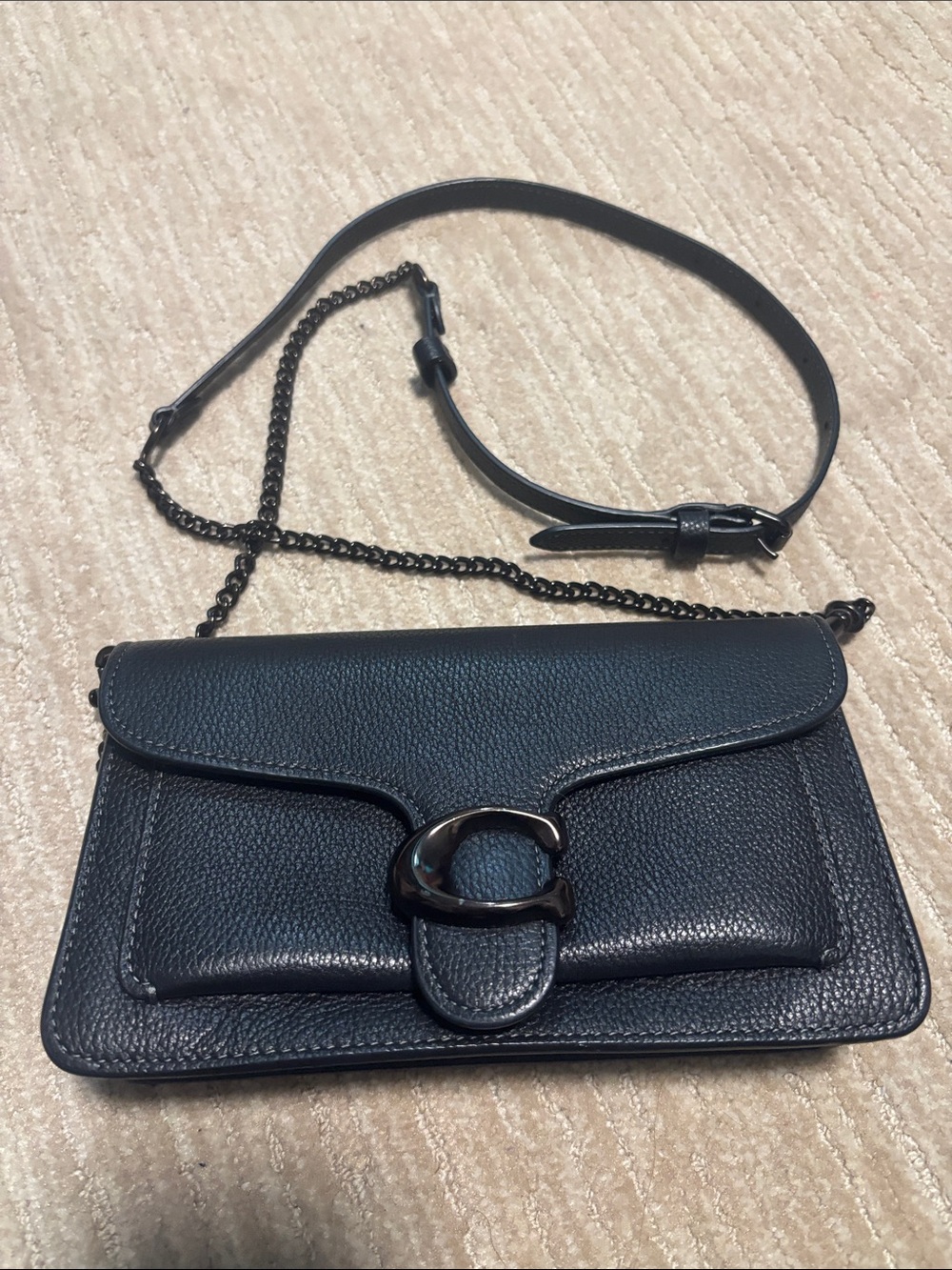 COACH Tabby in Black Pebbled Leather & Gunmetal Hardware Crossbody